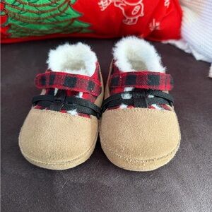 Robeez Red and Tan Plaid Kids Slippers
